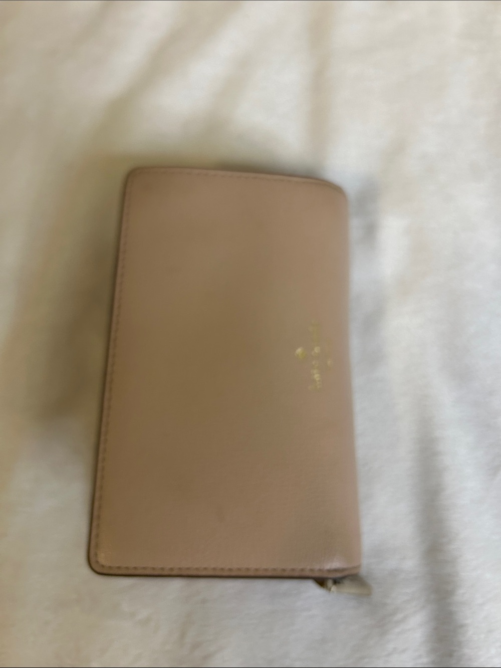 kate spade Blush Taupe Leather Zip-Around Wallet with Gold Spade Logo - Picture 6 of 8